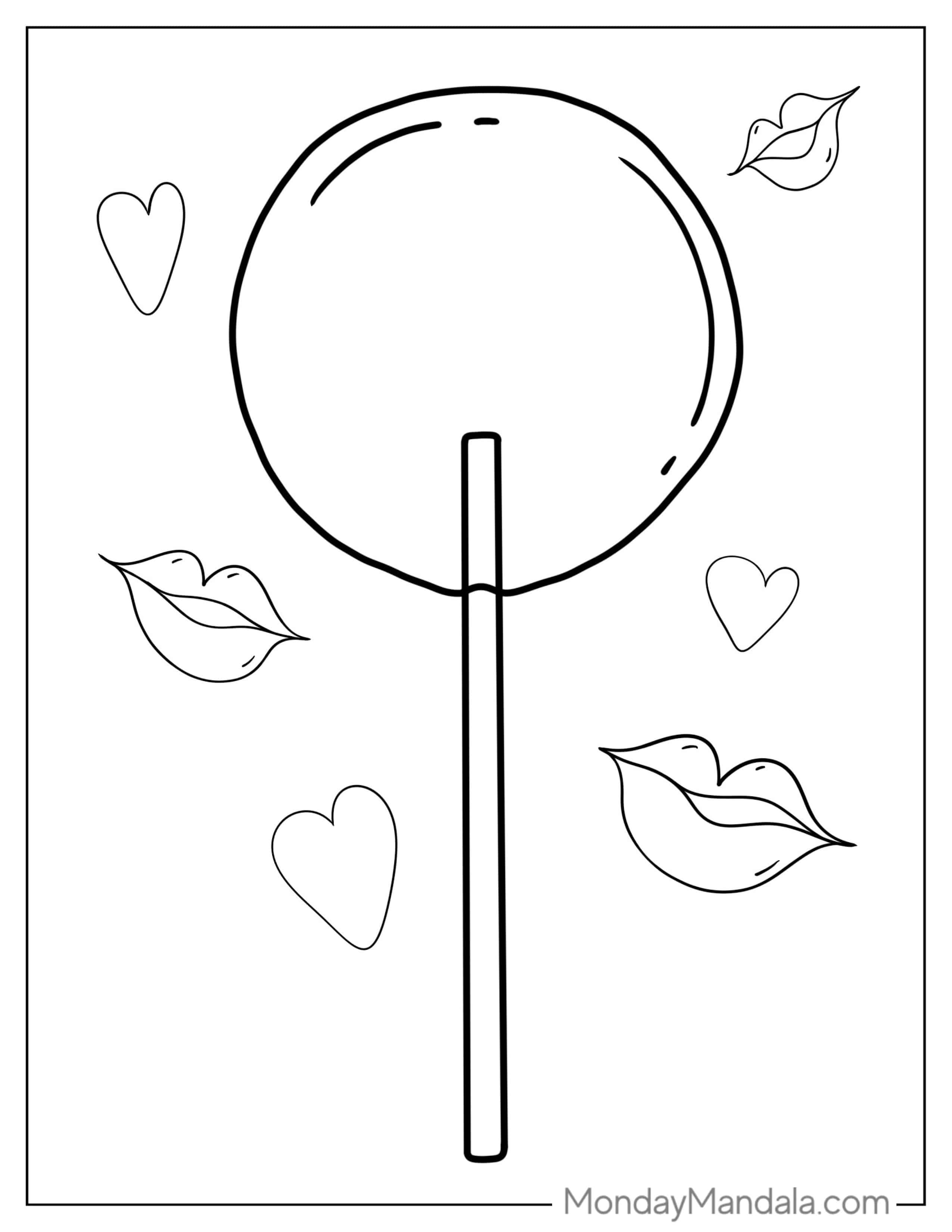 Easy Outline Of a Lollipop For Preshoolers coloring page — printable line art