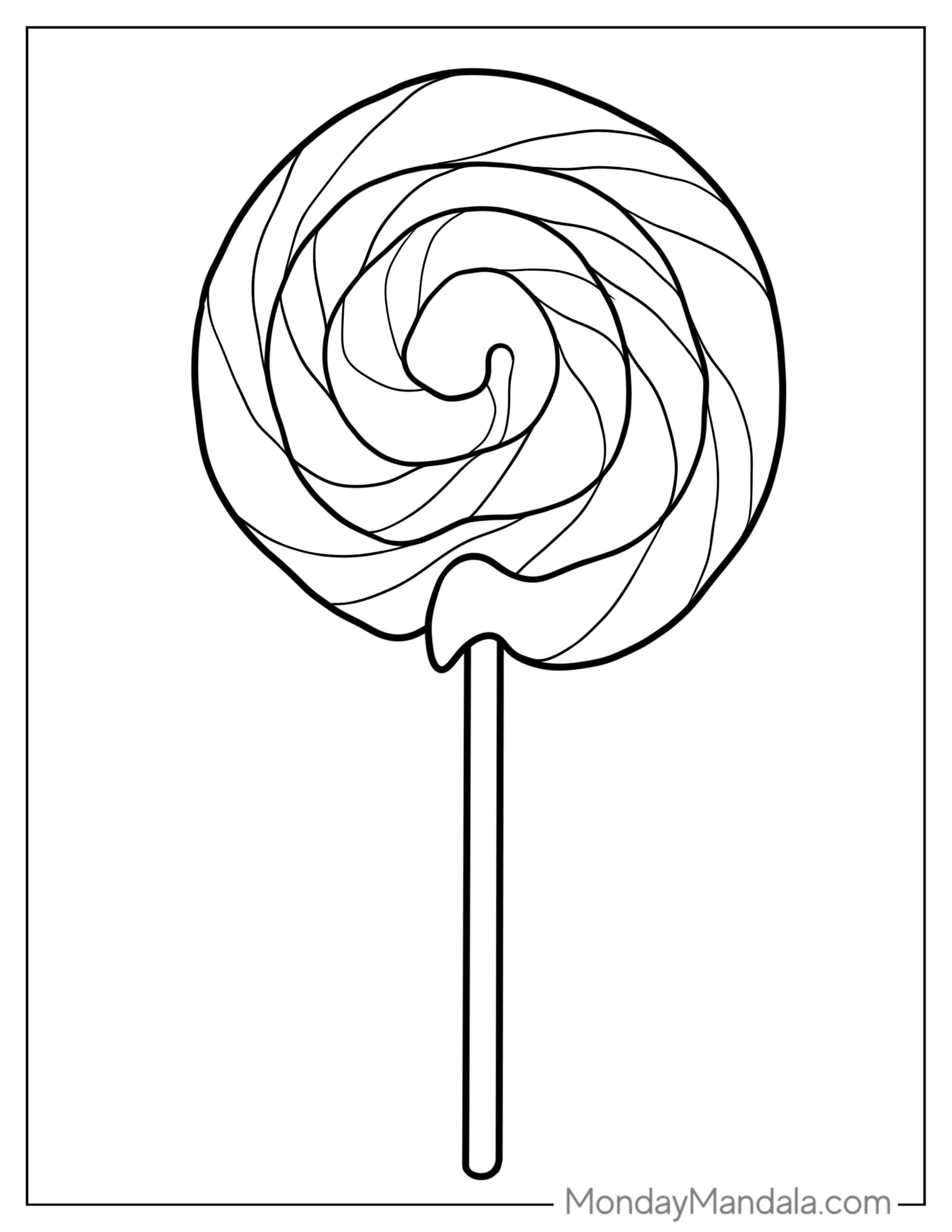 Easy Swirled Lollipop To Color For Kids coloring page