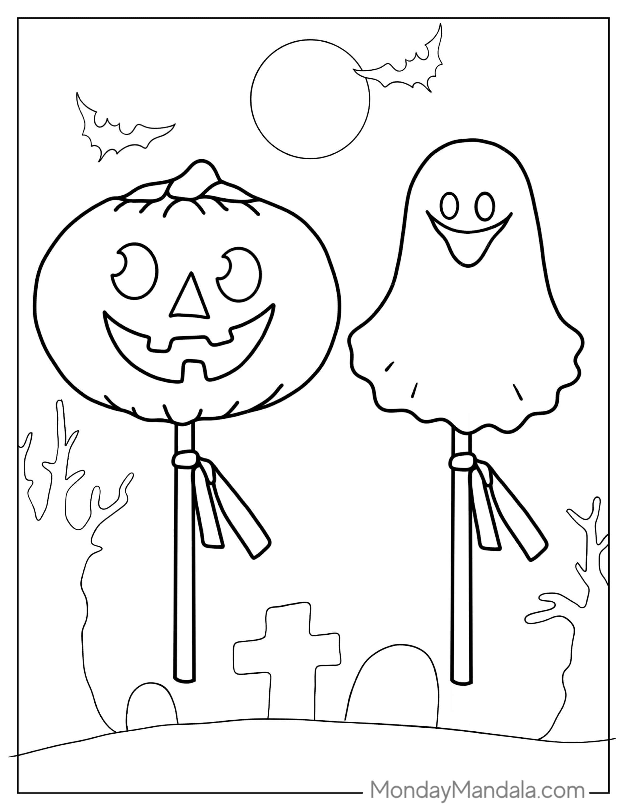 Halloween Themed Lollipop Coloring Page coloring page