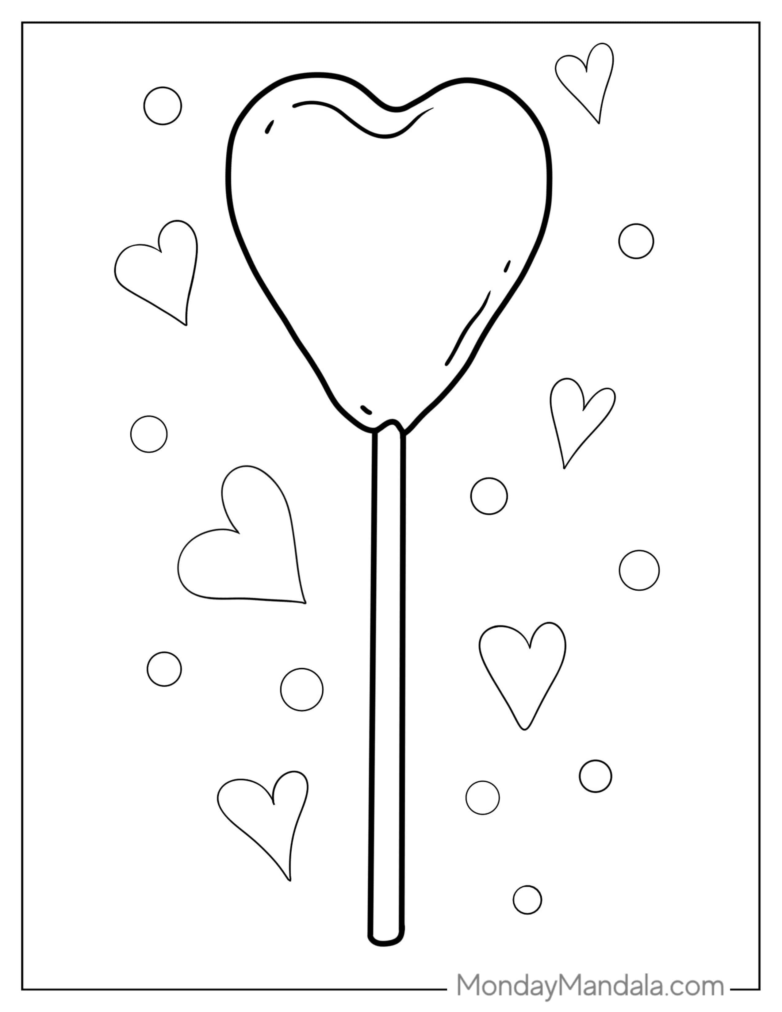 Heart Shaped Lollipop Coloring Sheet coloring page