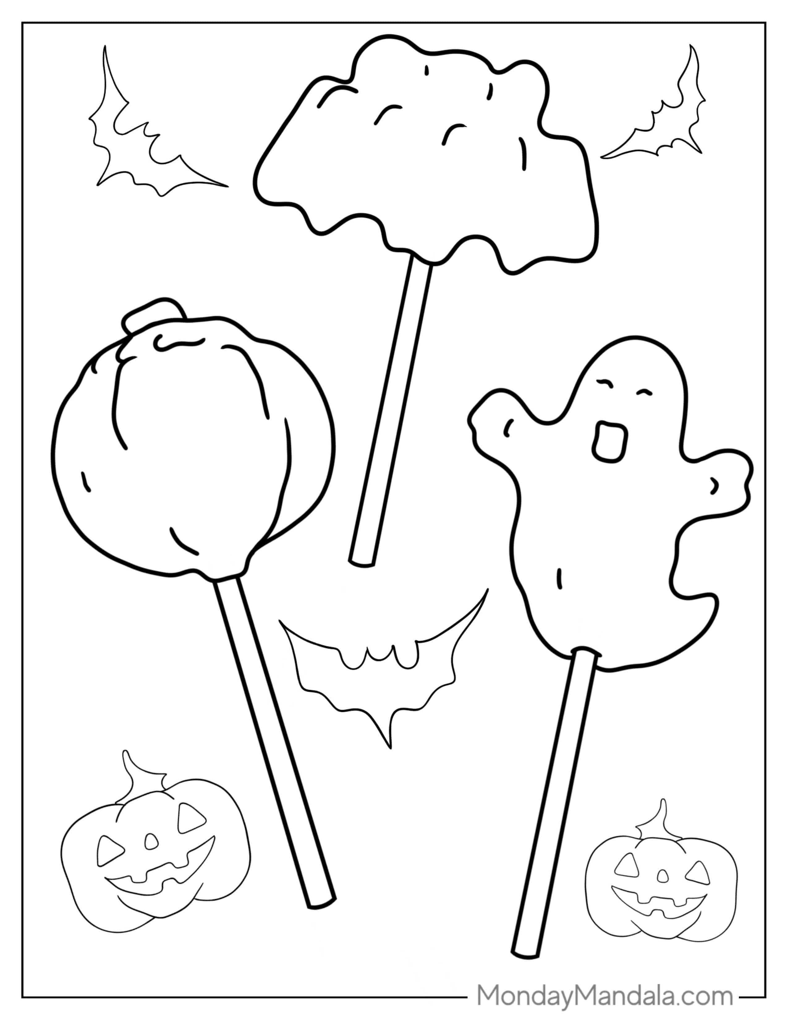 Lollipops With Halloween Themes To Color coloring page