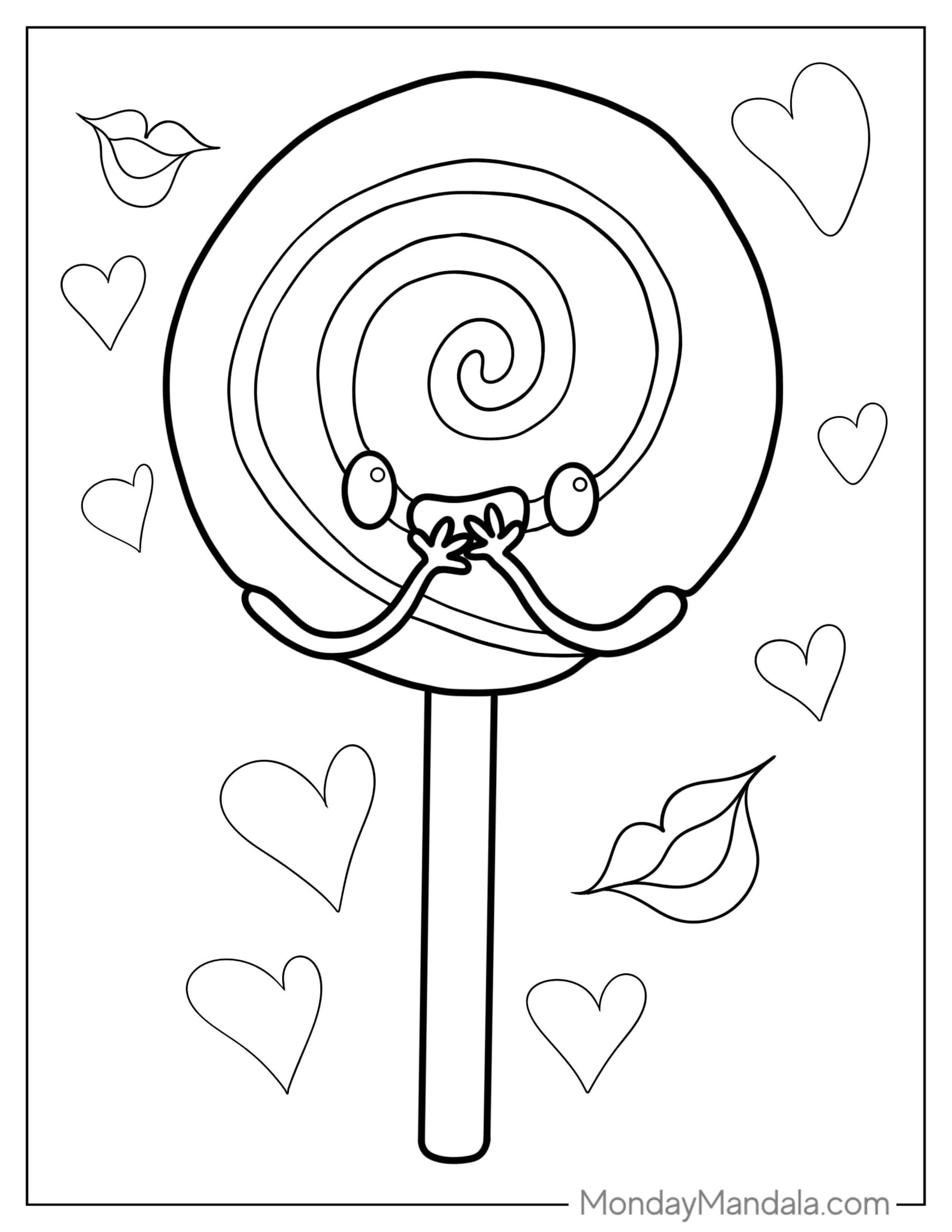 Simple Kawaii Style Lollipop coloring page
