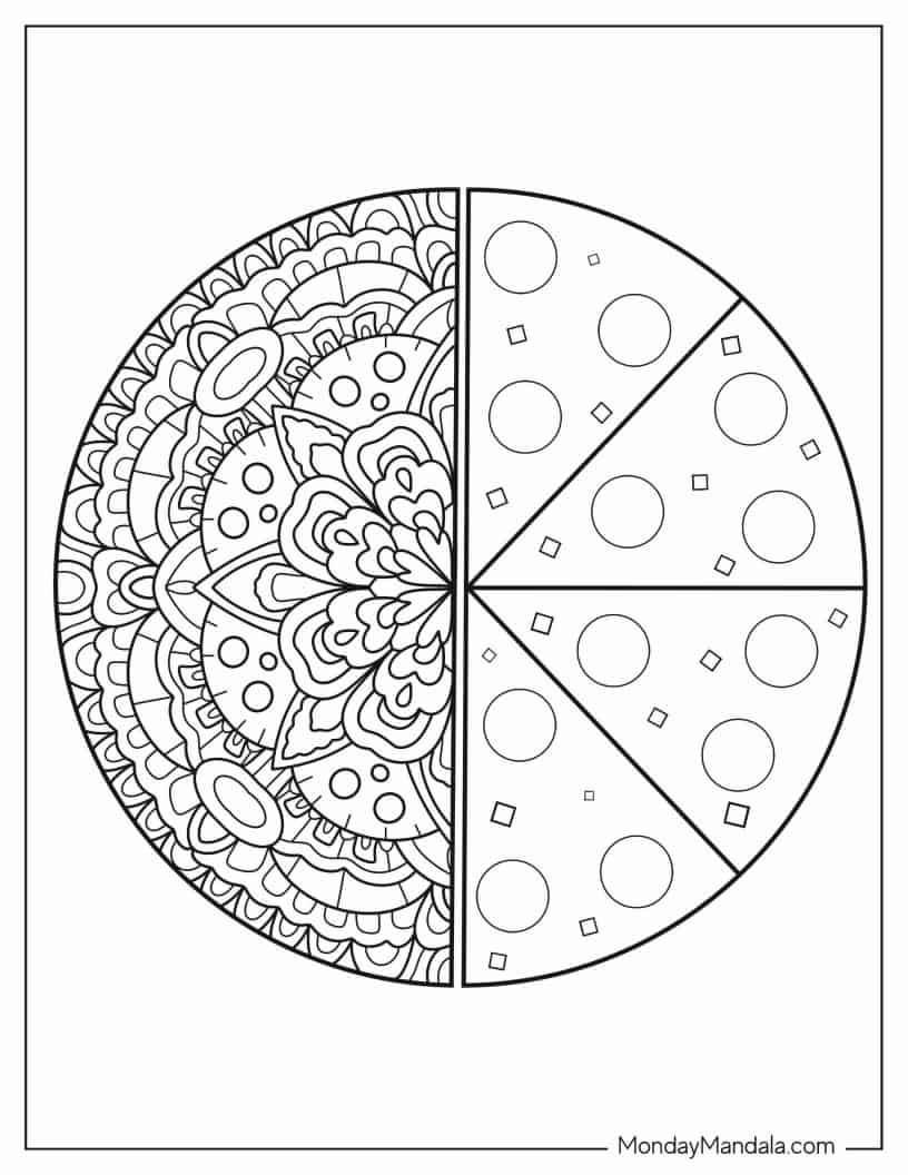 Pizza Mandala Coloring Page coloring page