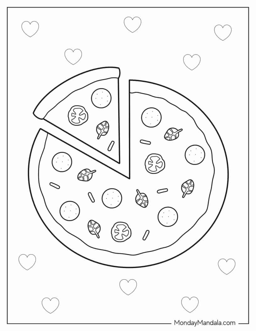 Simple Outline Of a Pizza For Preschoolers coloring page