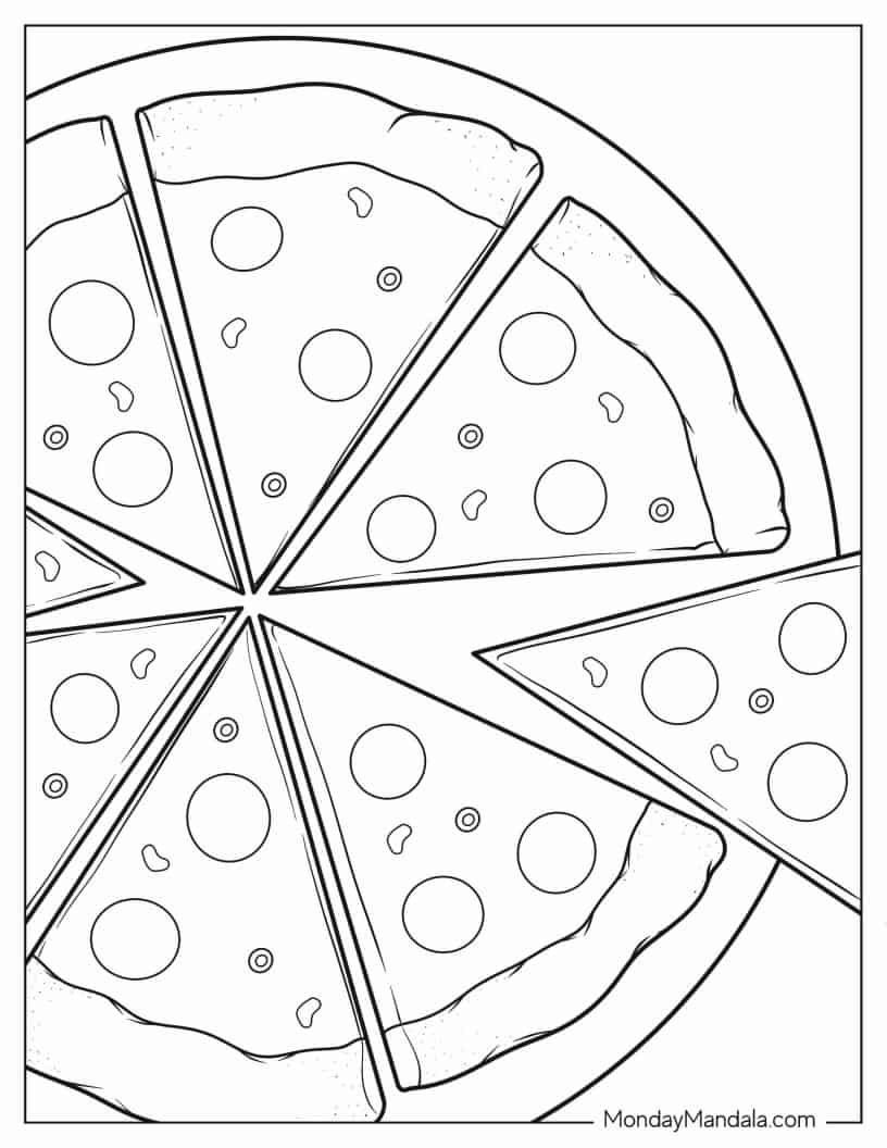 Simple Outline Of Wood Fired Pizza coloring page