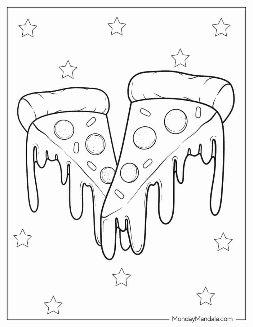 Two Delicious Looking Slices Of Pizza coloring page