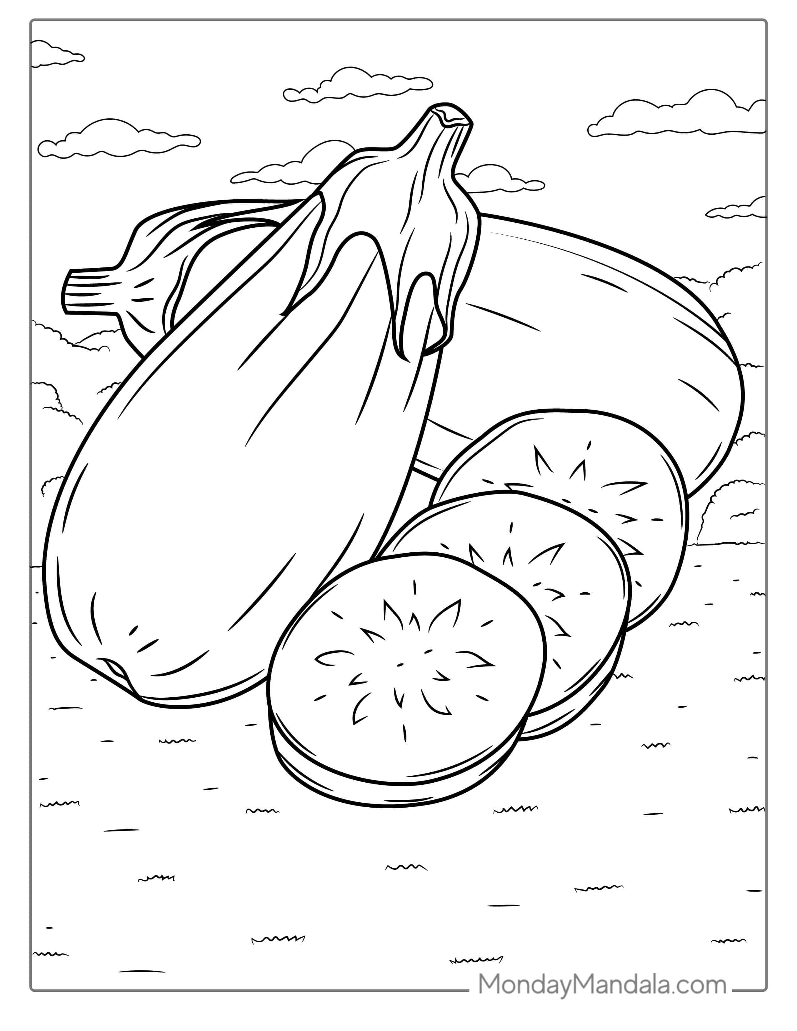 Aubergine Coloring Sheet For Kids coloring page — printable line art