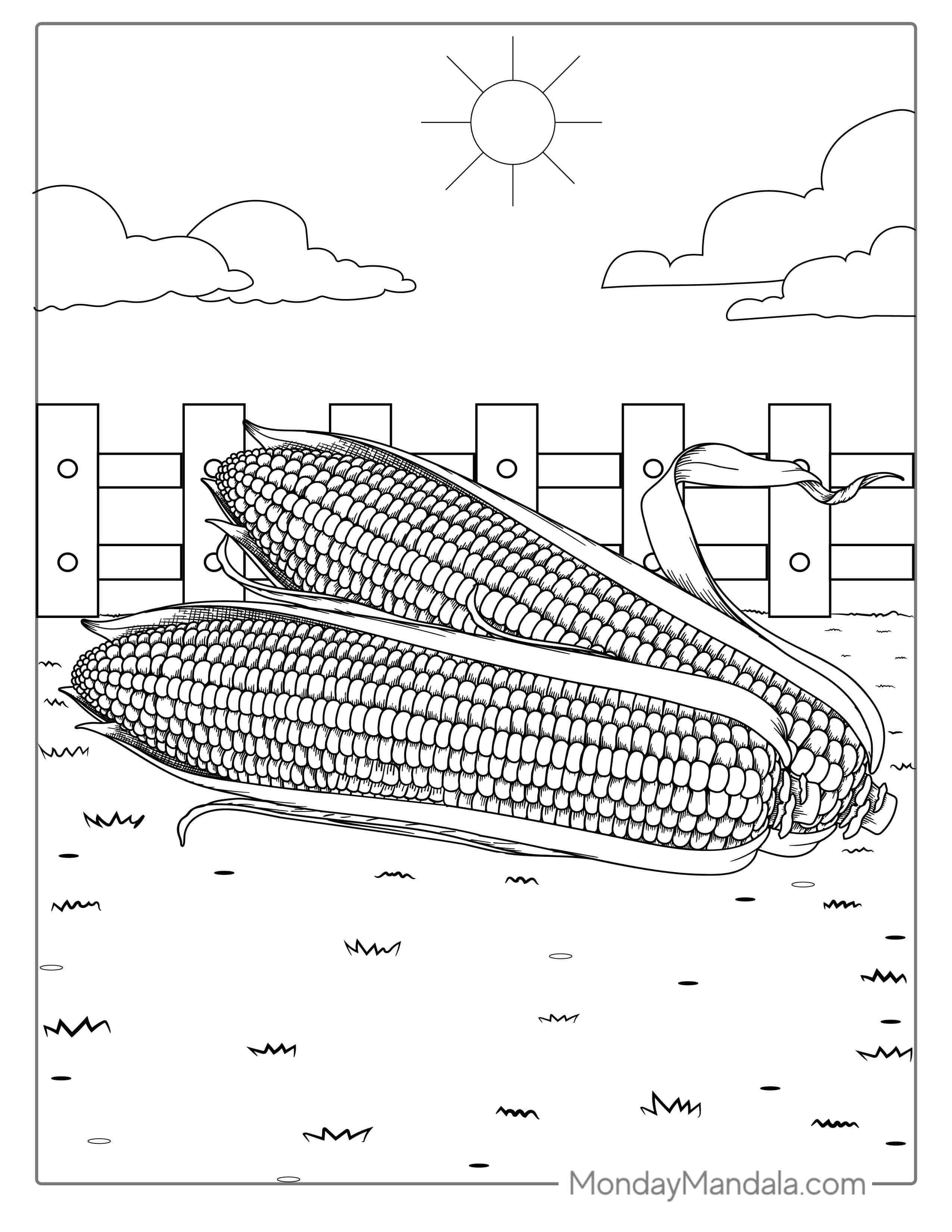 Coloring Page Of Corn On The Cob coloring page