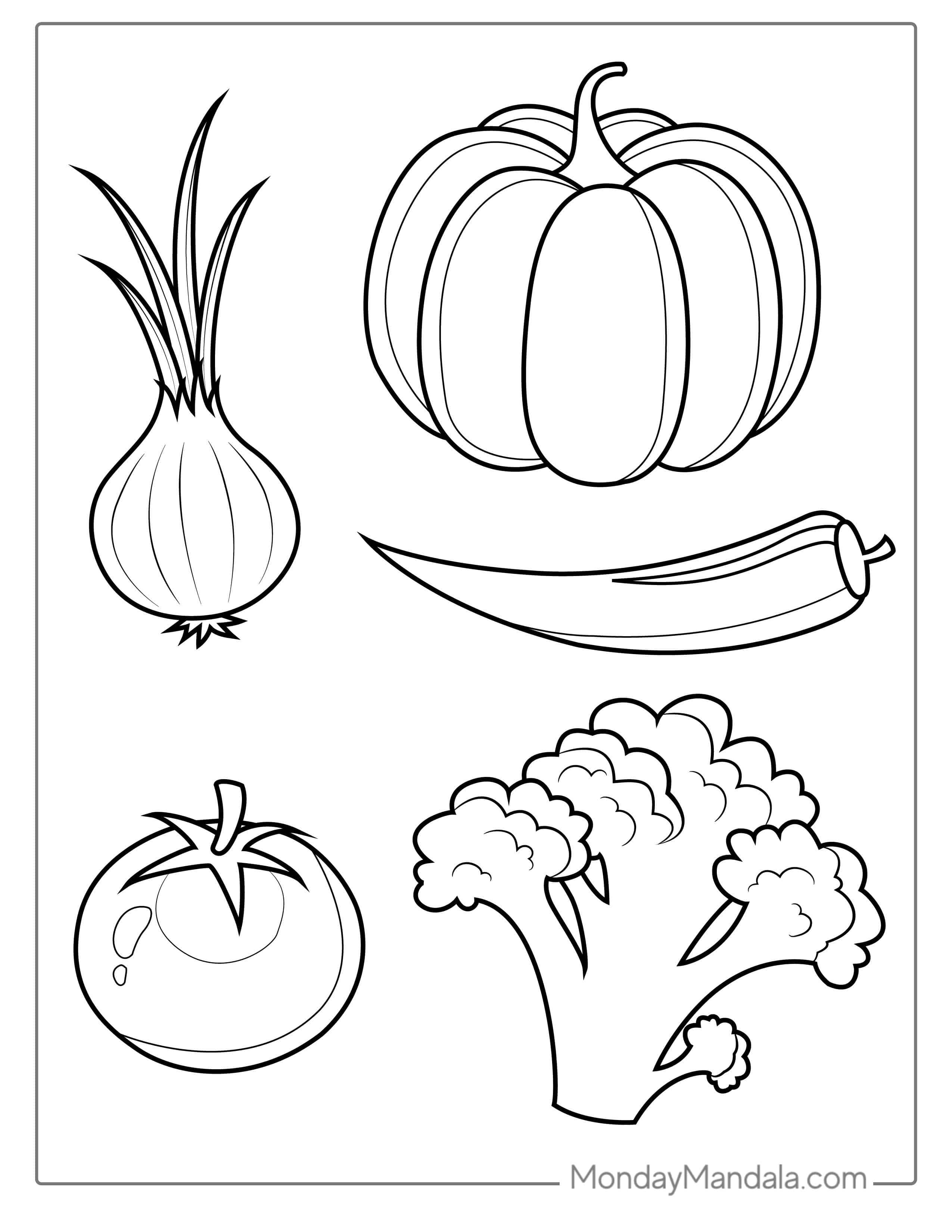 Easy Vegetable Coloring Page For Kids coloring page