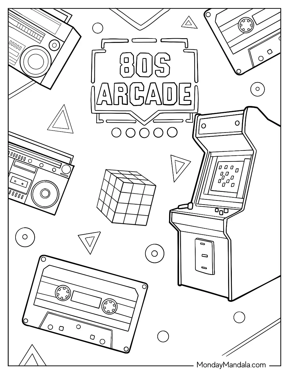 80s Coloring Page Of Arcade coloring page