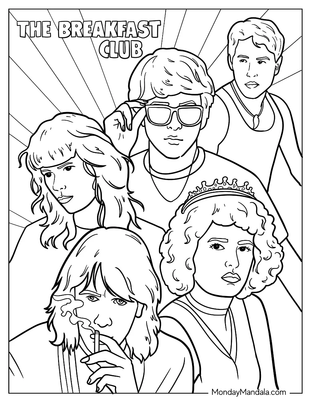 80s Coloring Page Of Movie The Breakfast Club Poster coloring page