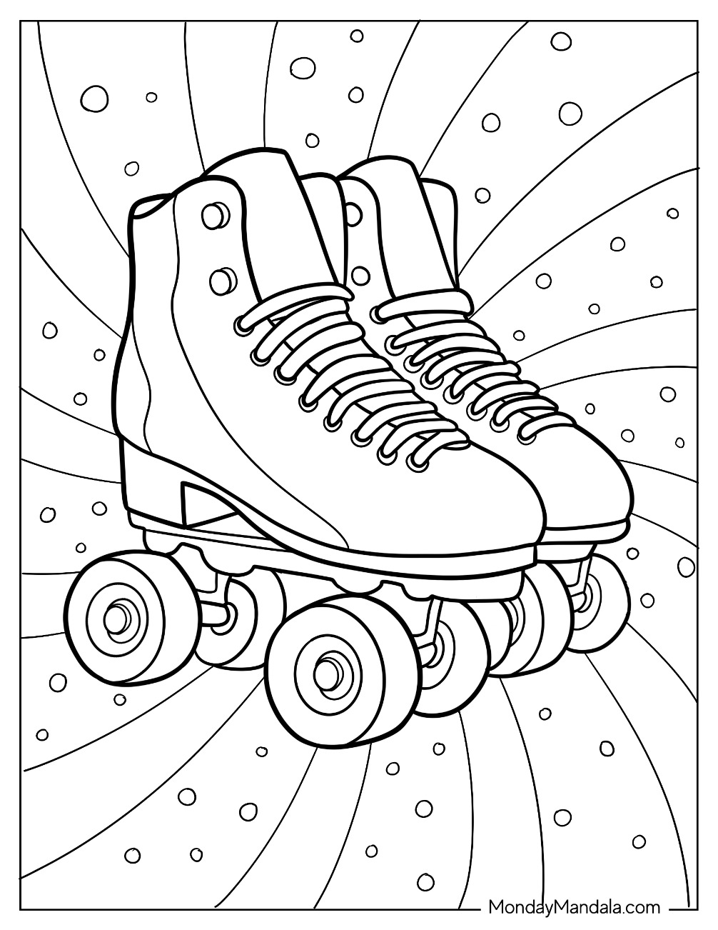 Cute 80s Coloring Page Of Roller Skates coloring page