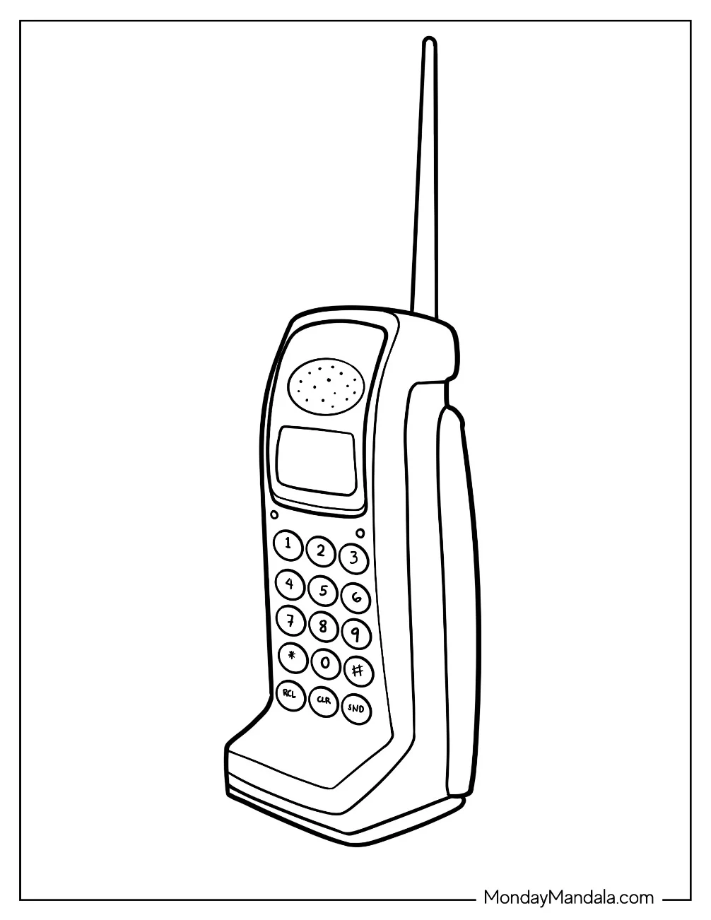 Easy 80s Coloring Page Of Handheld Phone coloring page