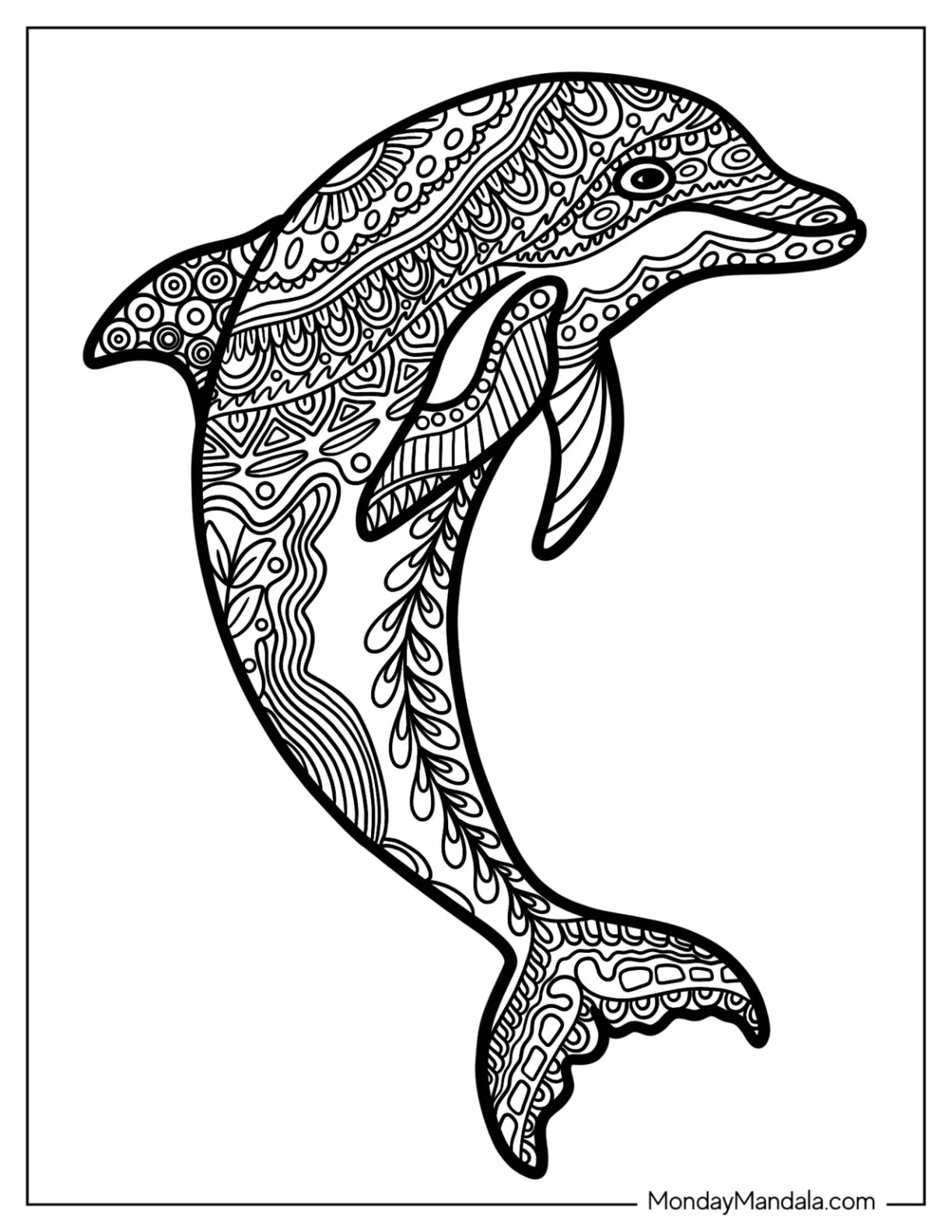 Dolphin Animal Mandala Coloring Page coloring page