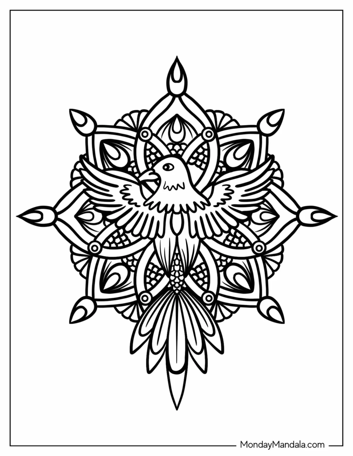 Eagle Animal Mandala Coloring Page coloring page