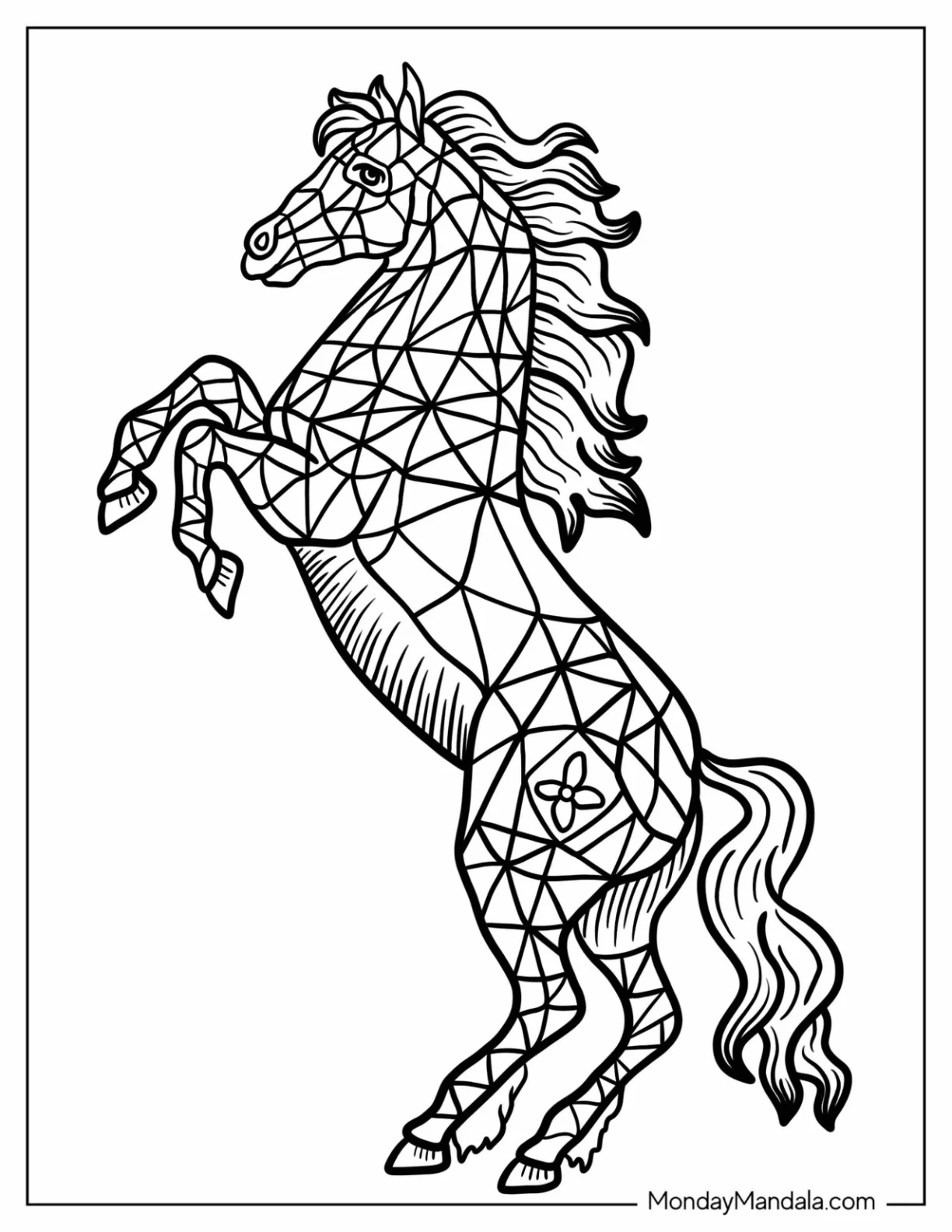 Easy Horse Animal Mandala Coloring Page For Kids coloring page