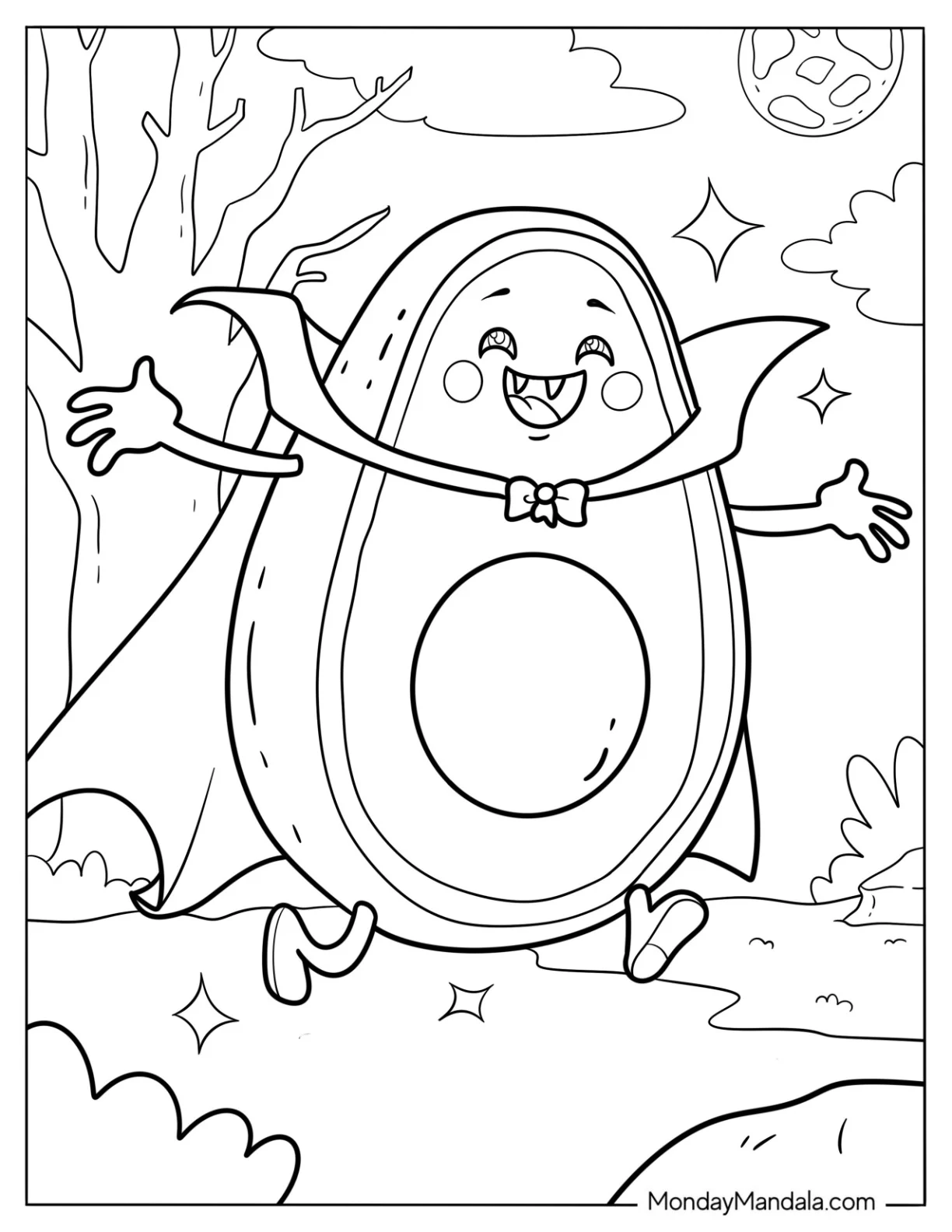 Dracula Avocado Coloring Page On Halloween coloring page