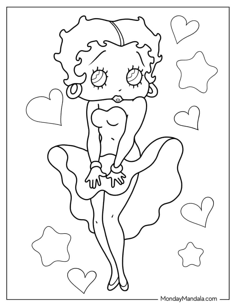 Betty Boop In Marylin Monroe Pose Coloring Page coloring page