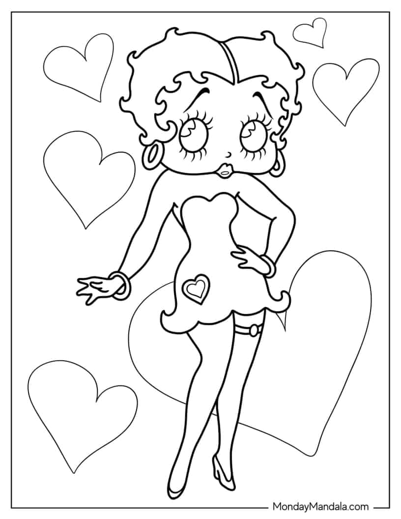 Betty Boop In Mini Dress To Color coloring page