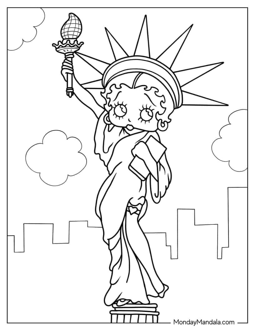Betty Boop Statue Of Liberty Coloring Page coloring page