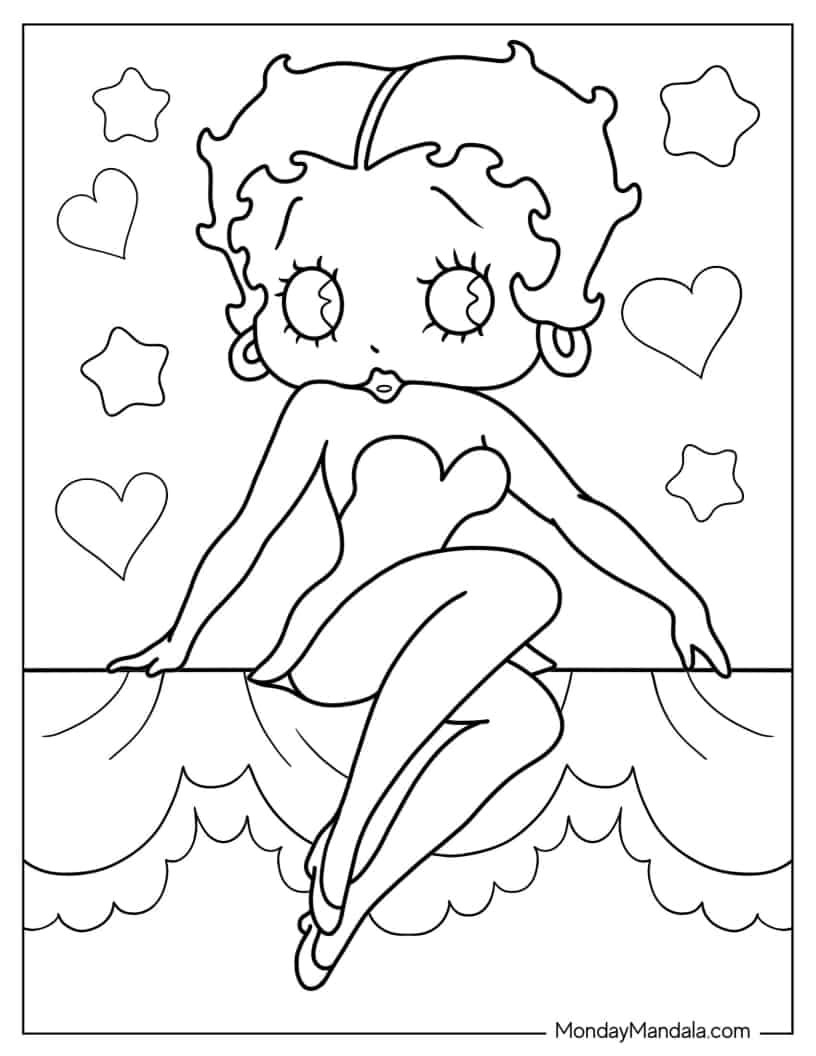 Easy Outline Of Betty Boop For Kids coloring page