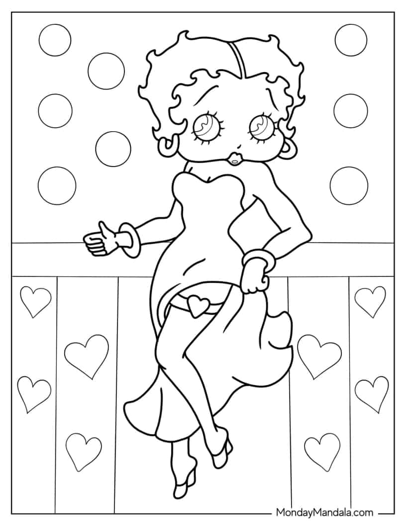 Easy Outline Of Betty Boop In Gown coloring page