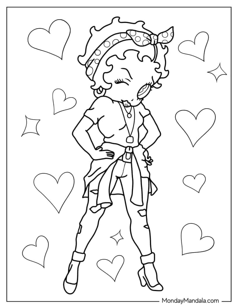 Winking Betty Boop Coloring In For Kids coloring page