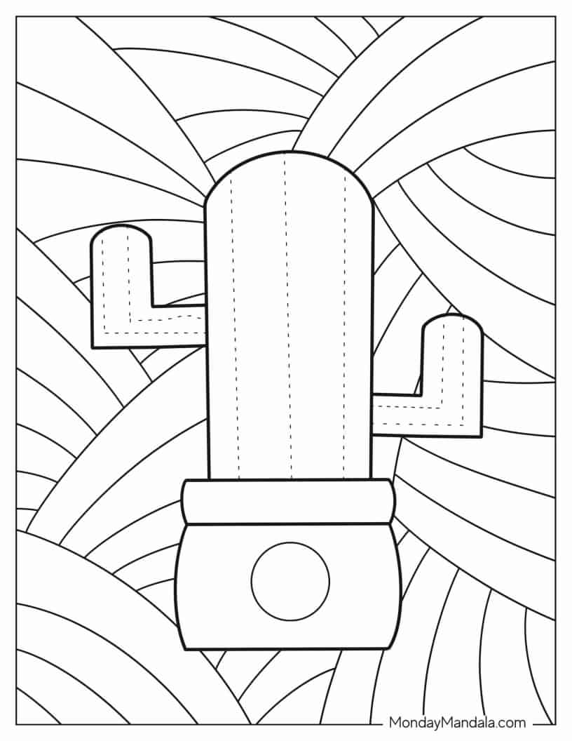Abstract Cactus Coloring Page coloring page