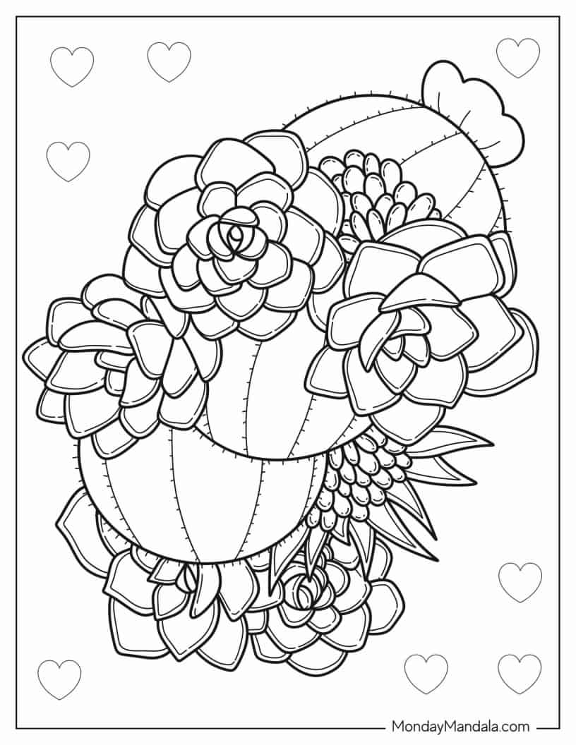 Cactus And Succulent Art Coloring Sheet coloring page — printable line art