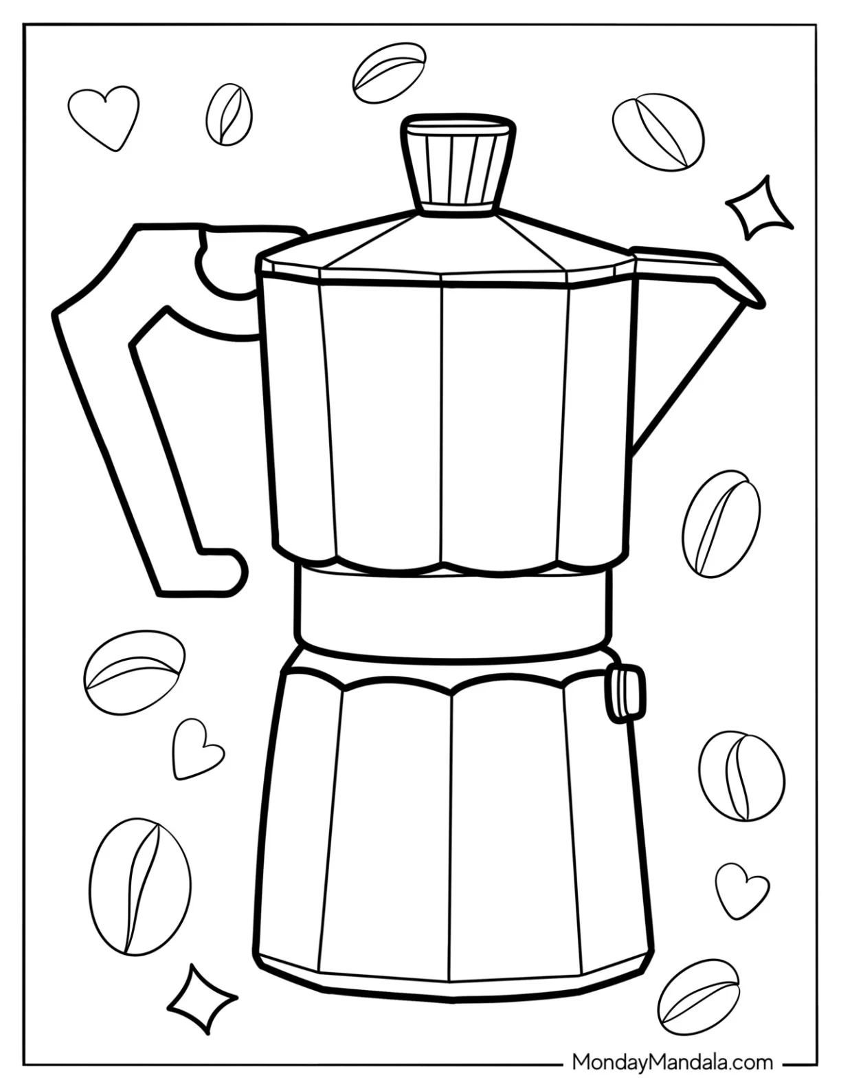 Coffee Coloring Pages Of Easy Outline Of Moka Coffee Pot coloring page