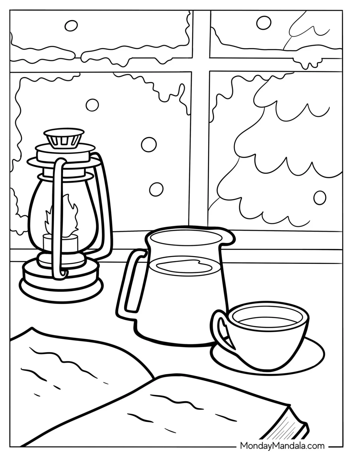 Coffee Coloring Pages Of Freshly Brewed Pour Over Coffee In Front Of Open Book coloring page