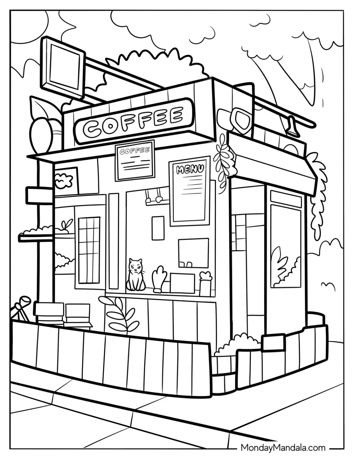 Cozy Coffee Coloring Pages Of Shack coloring page