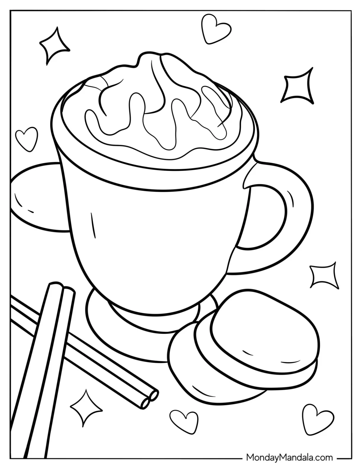 Iced Coffee Coloring Pages Of Whipped Cream And Syrup coloring page