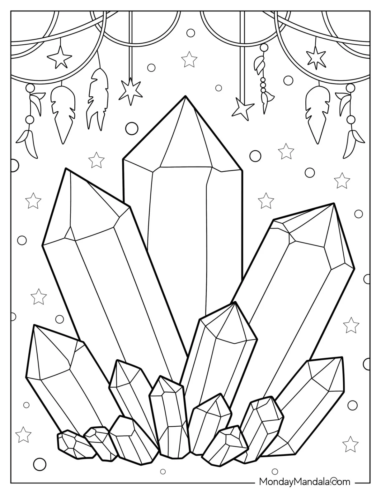 Easy Quartz Crystal Coloring Page Formation Under The Stars coloring page