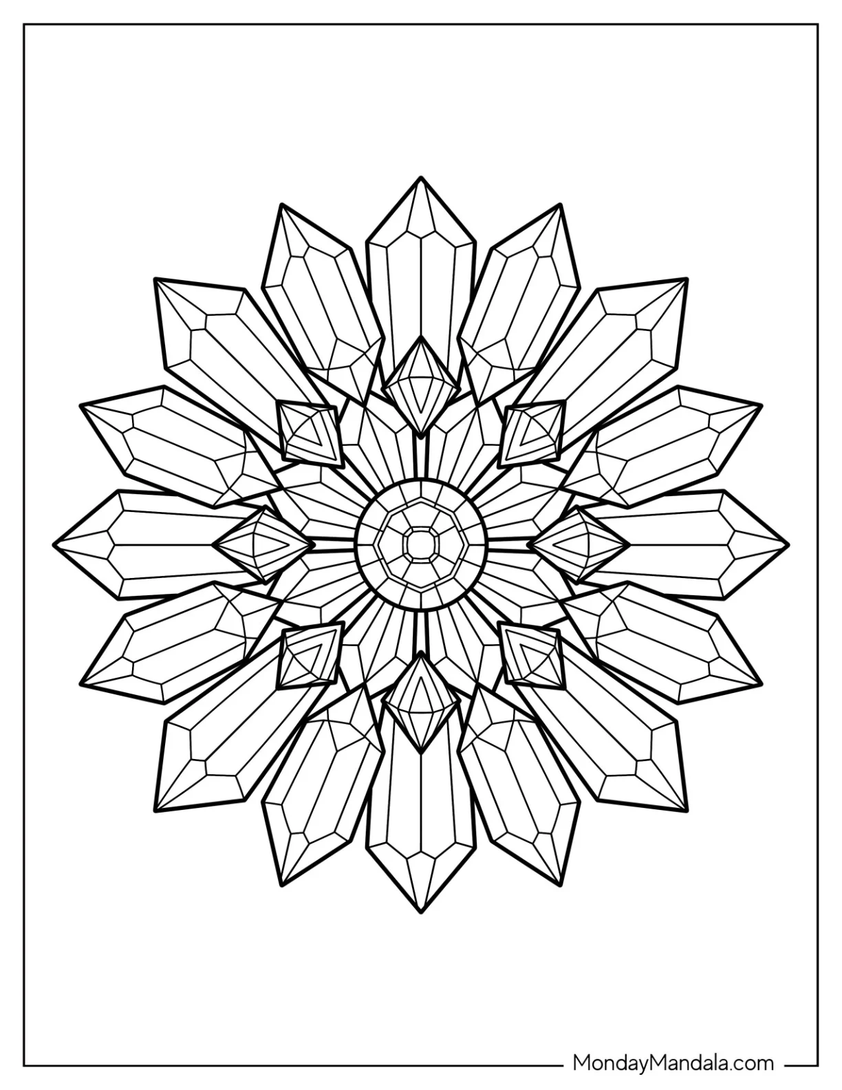 Elegant Crystal Coloring Page Mandala coloring page