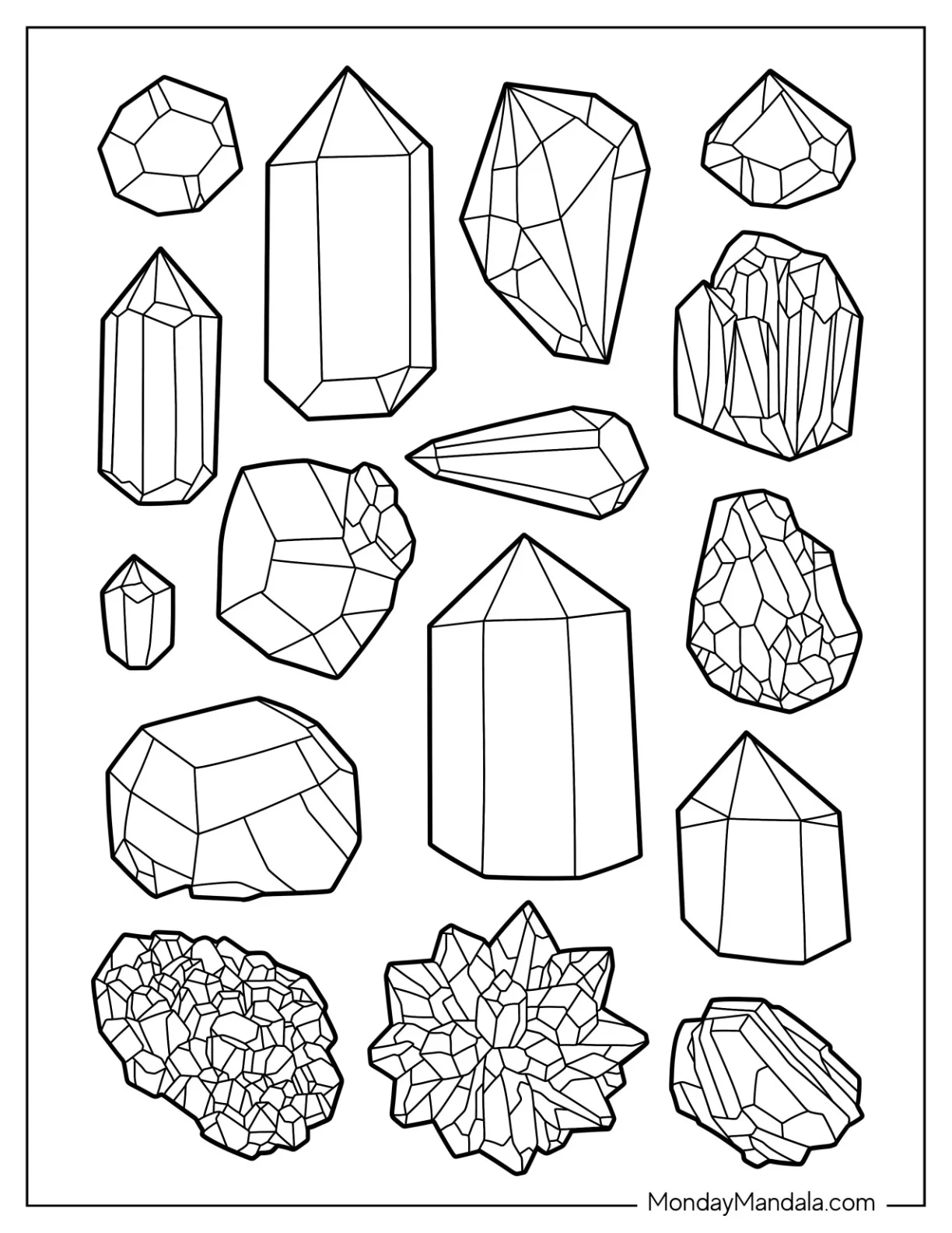 Full Page Of Various Crystal Coloring Page coloring page