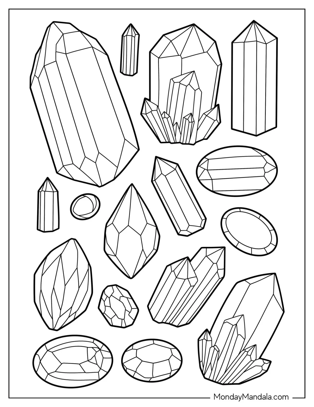 Quartz Crystal Coloring Page Variety For Kids coloring page