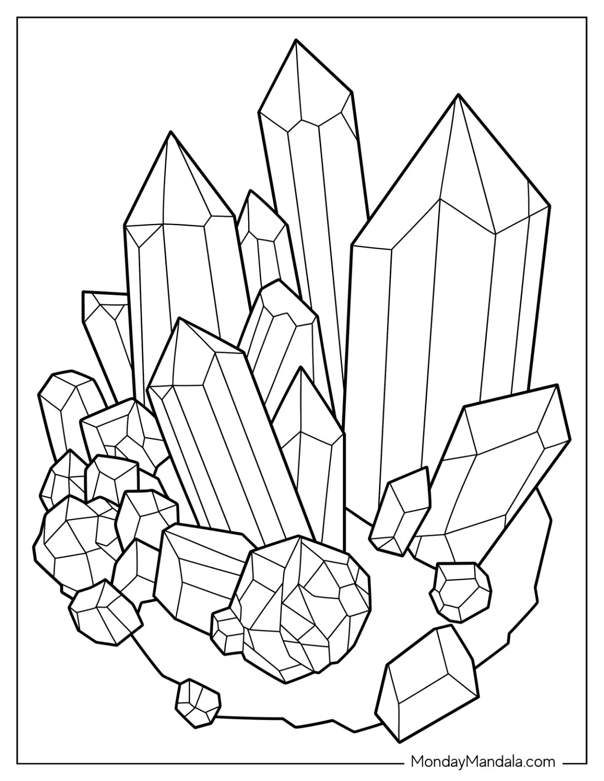 Realistic Quartz Crystal Coloring Page Formation coloring page