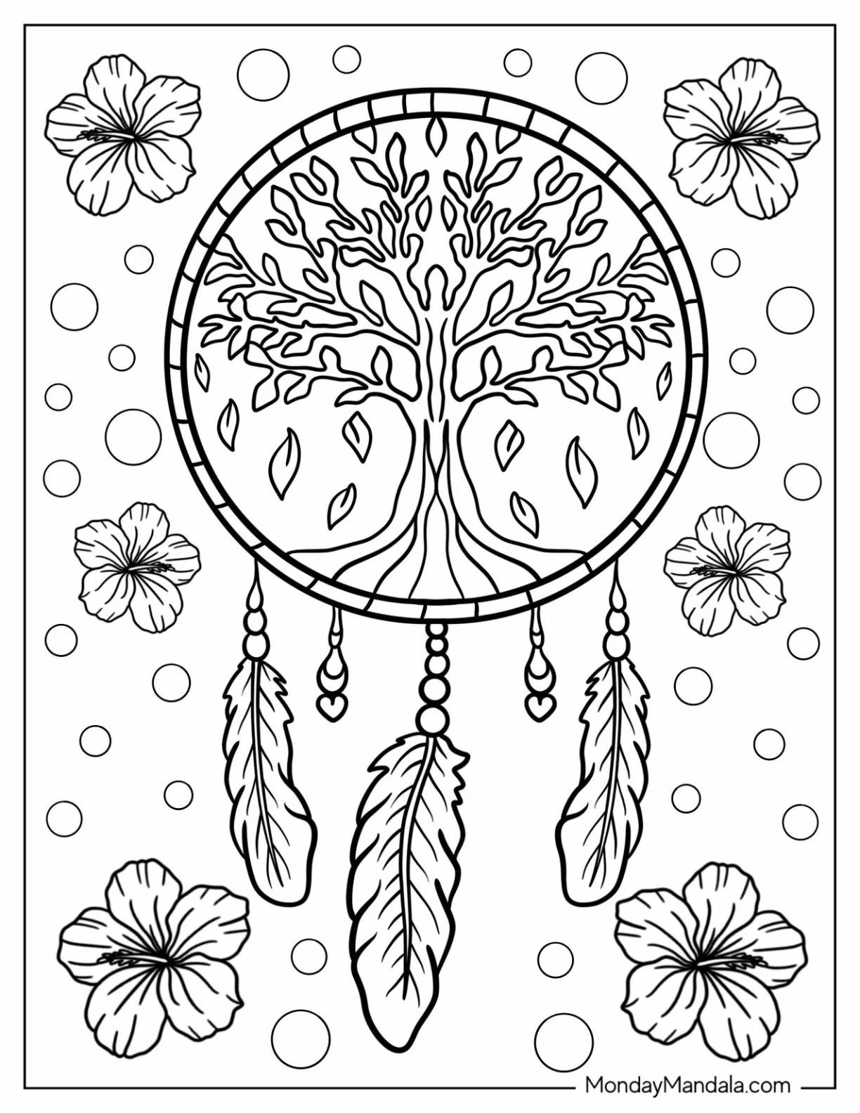 Tree Of Life Dreamcatcher Coloring Page coloring page