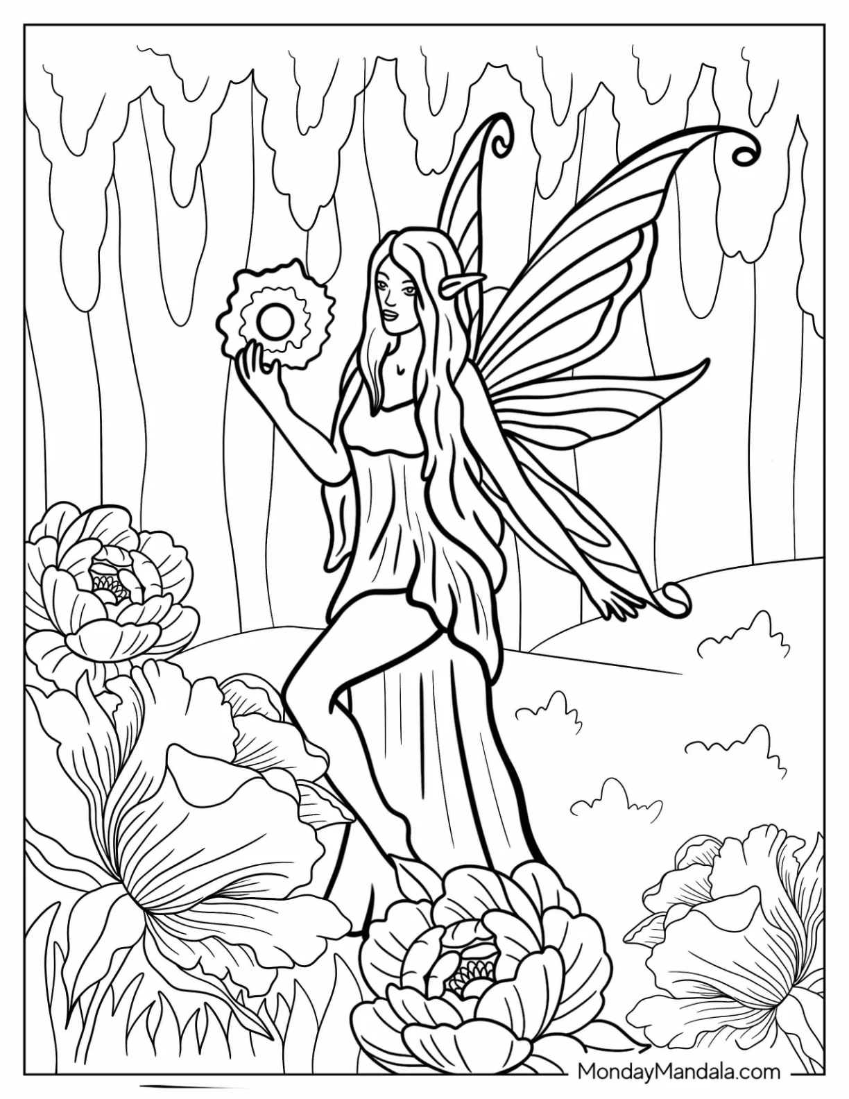 Fairy Using Her Powers In The Forest Coloring Page coloring page