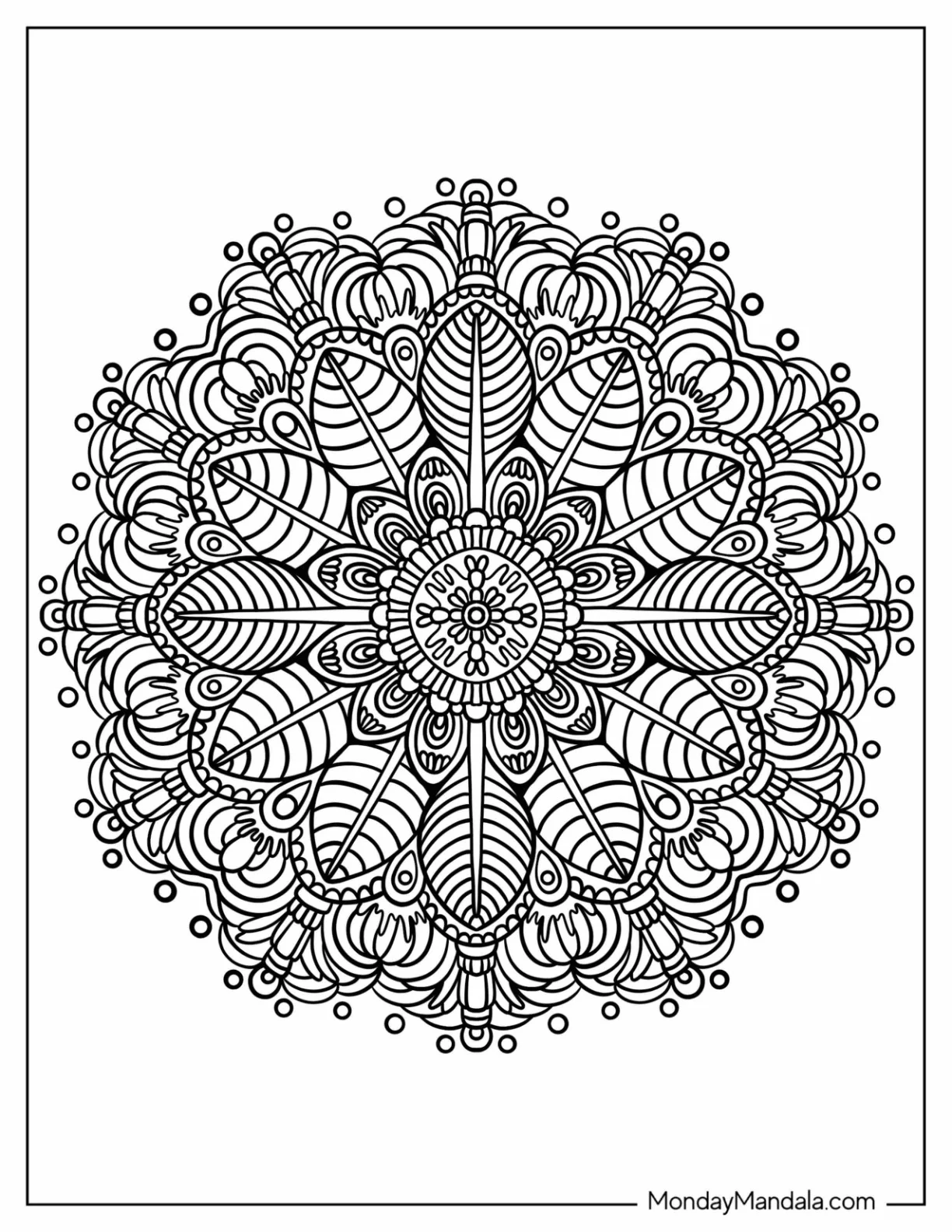 Flower Mandala Coloring Page With Dotted Outline coloring page — printable line art