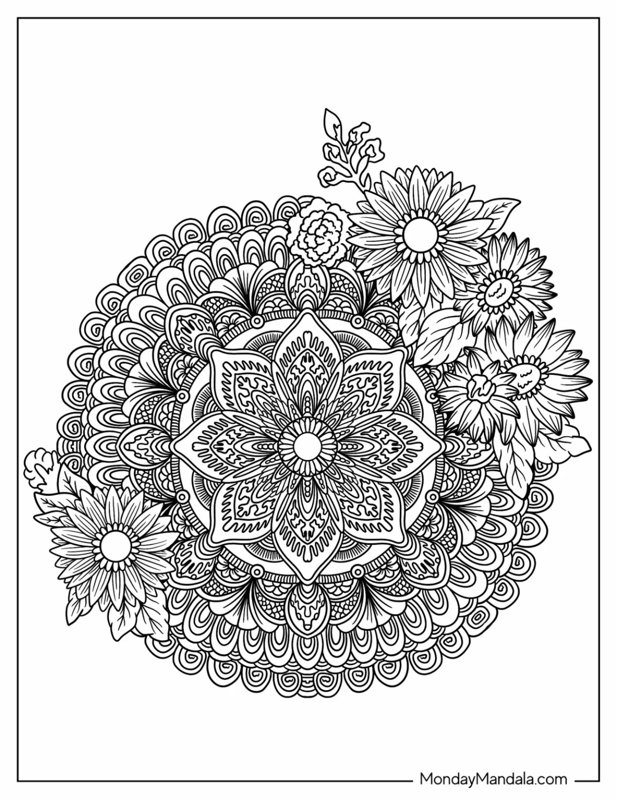 Intricate Flower Mandala Coloring Page coloring page