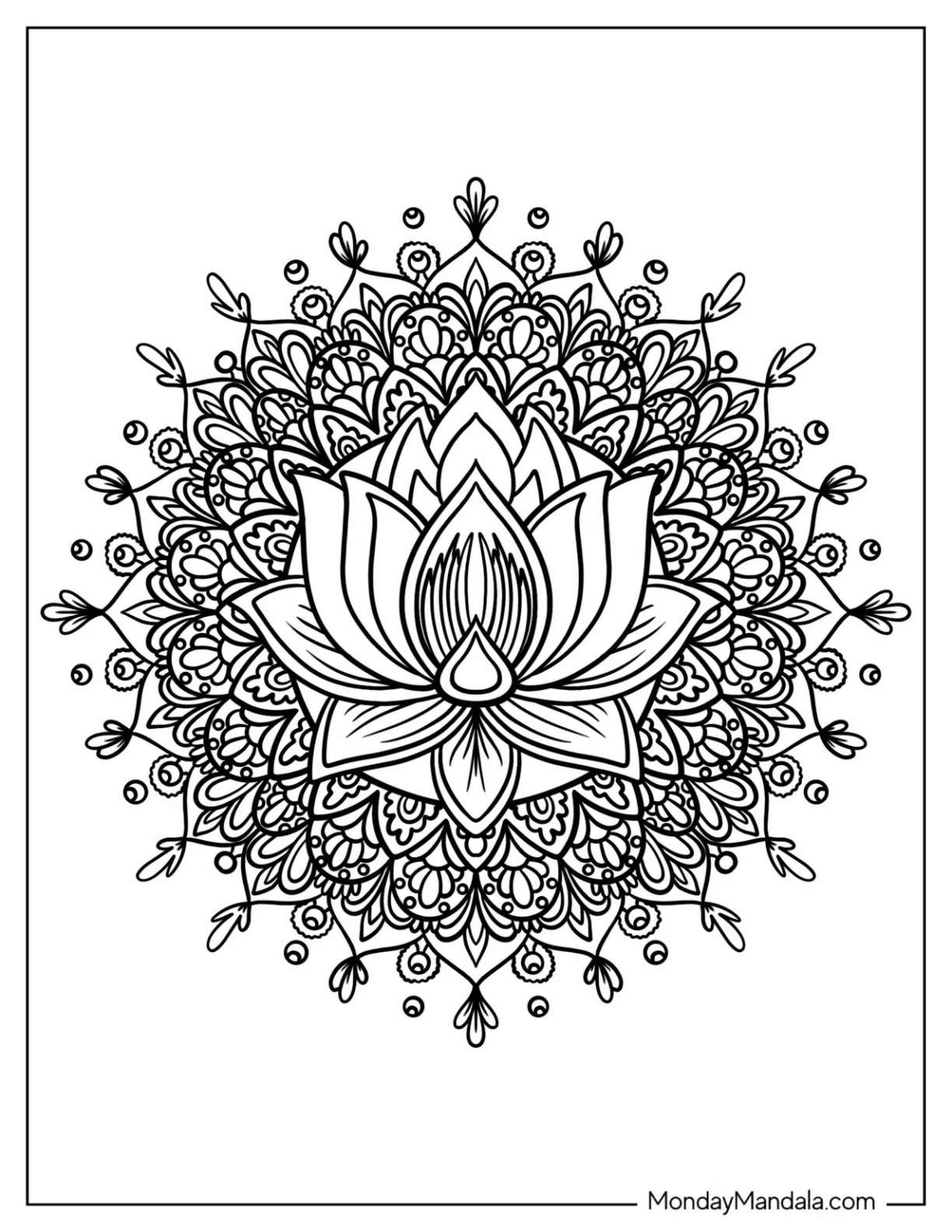 Lotus Inside A Complex Flower Mandala Coloring Page coloring page