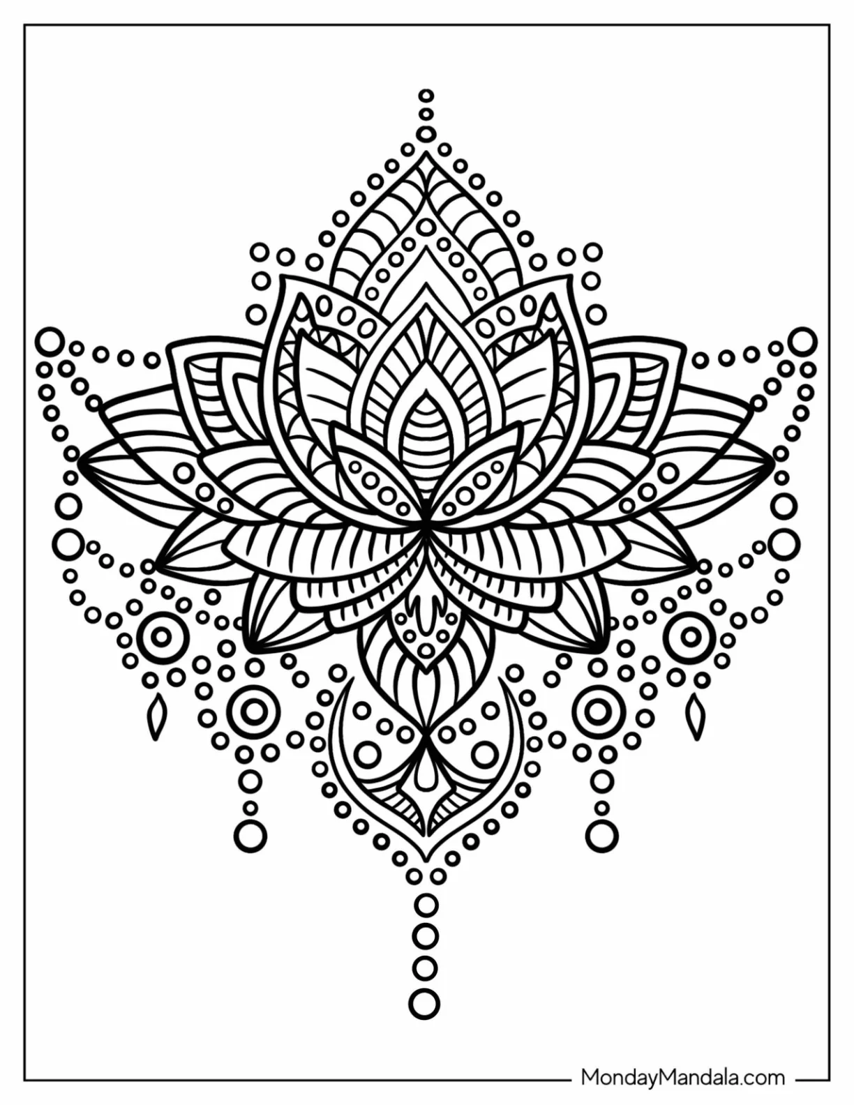 Magical Lotus Flower Mandala Coloring Page coloring page