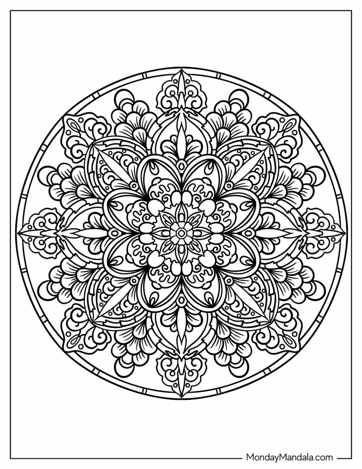 Multi Layered Flower Mandala Coloring Page coloring page