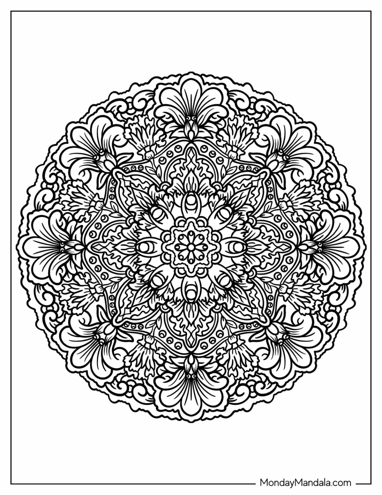 Tangled Flower Mandala Coloring Page coloring page