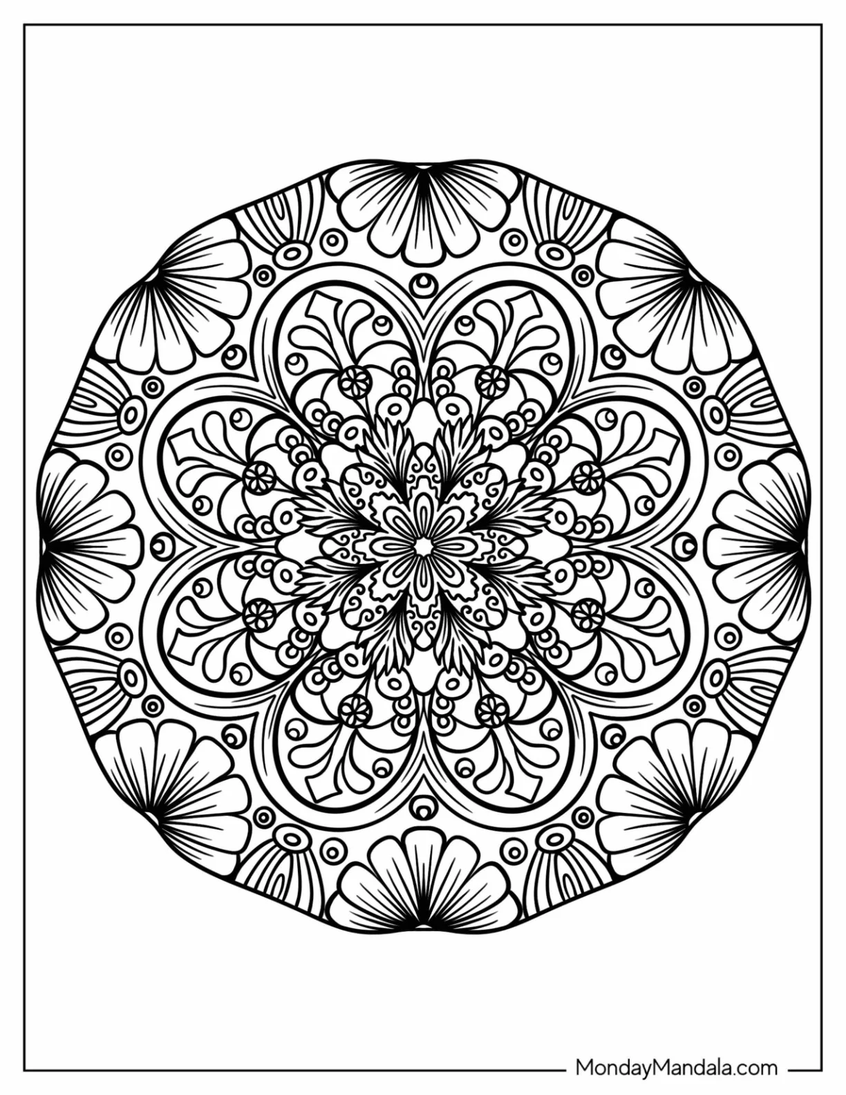 Tropical Flower Mandala Coloring Page coloring page