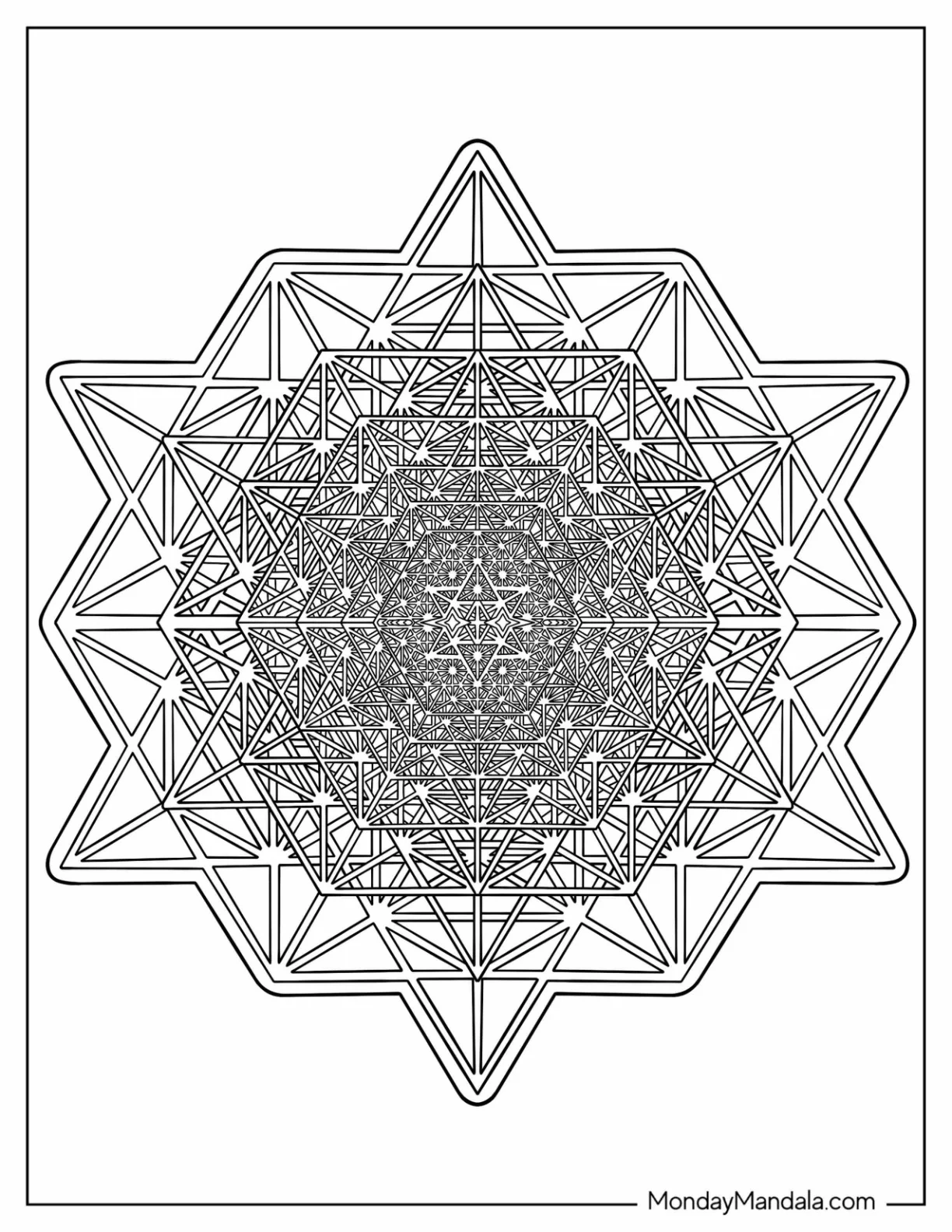 Complex Geometric Stars Coloring Sheet coloring page
