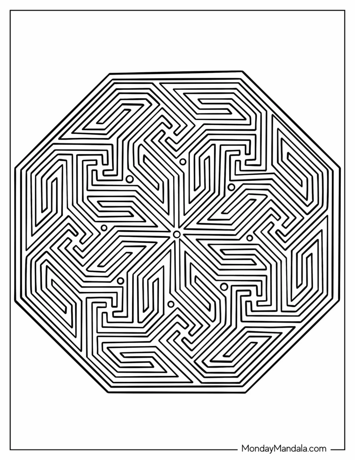 Complex Octagon Geometric Maze coloring page