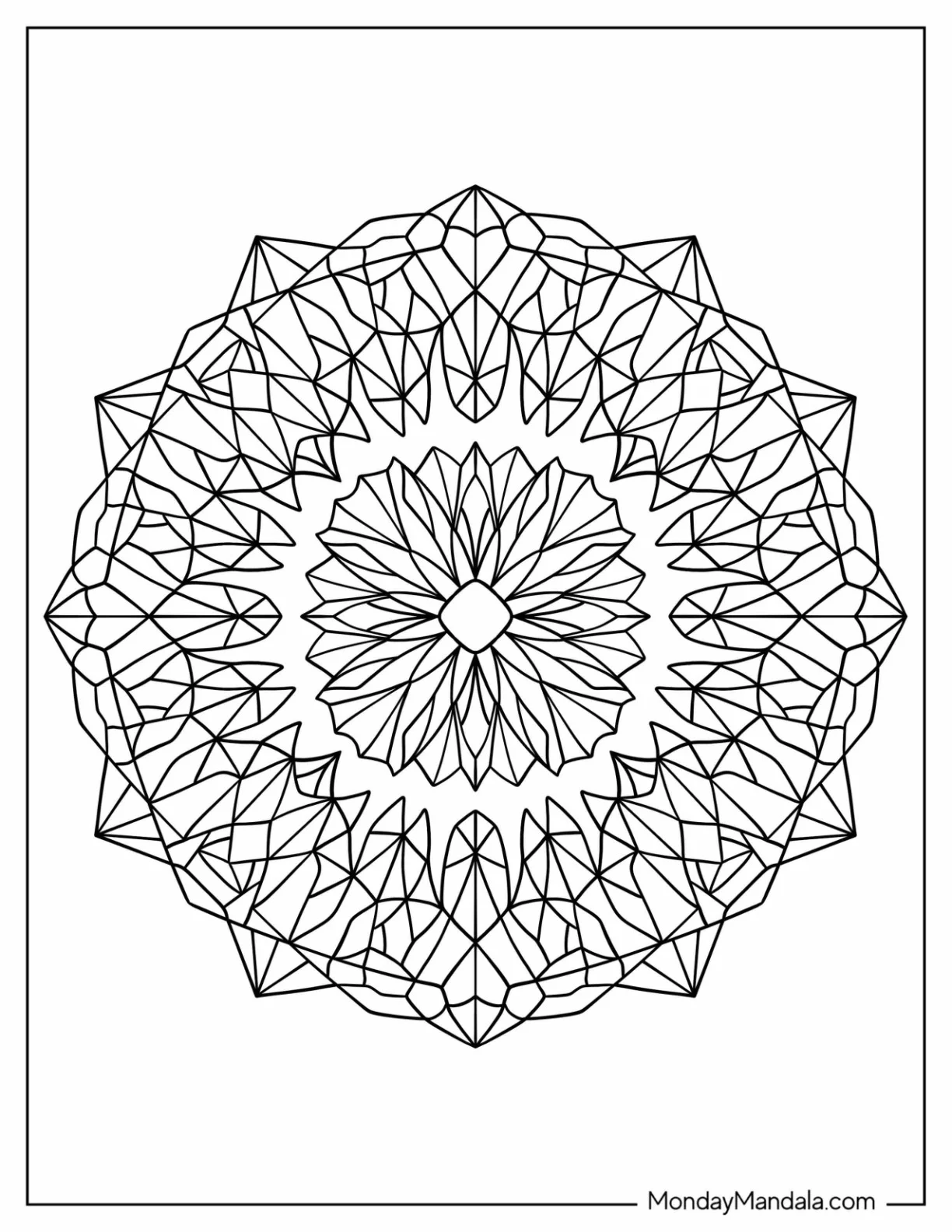 Geometric Flower Pattern Coloring Page coloring page — printable line art